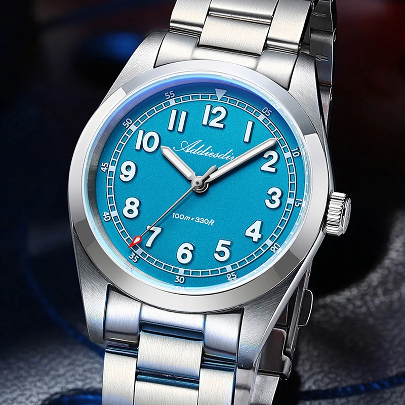 

ADDIESDIVE Watches For Men New 36mm Sapphire Quartz Wristwatch AR Coating BGW9 Luminous 100m Waterproof Stainless Steel AD2521