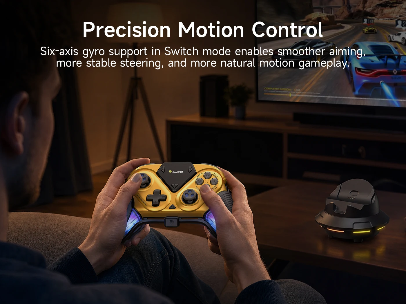 EasySMX D15 3-Modus-Spielcontroller, Gamepad mit TMR-Joystick, RGB-Ladestation für Nintendo Switch, PC, Android, iOS – Detail 10