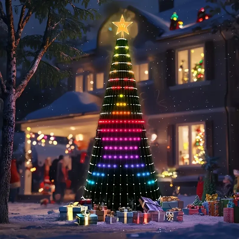 6ft/1.8m 400-LED Smart Christmas Lights Custom Text/Patterns Music Sync Remote Indoor Outdoor Holiday Decor (No Tree)