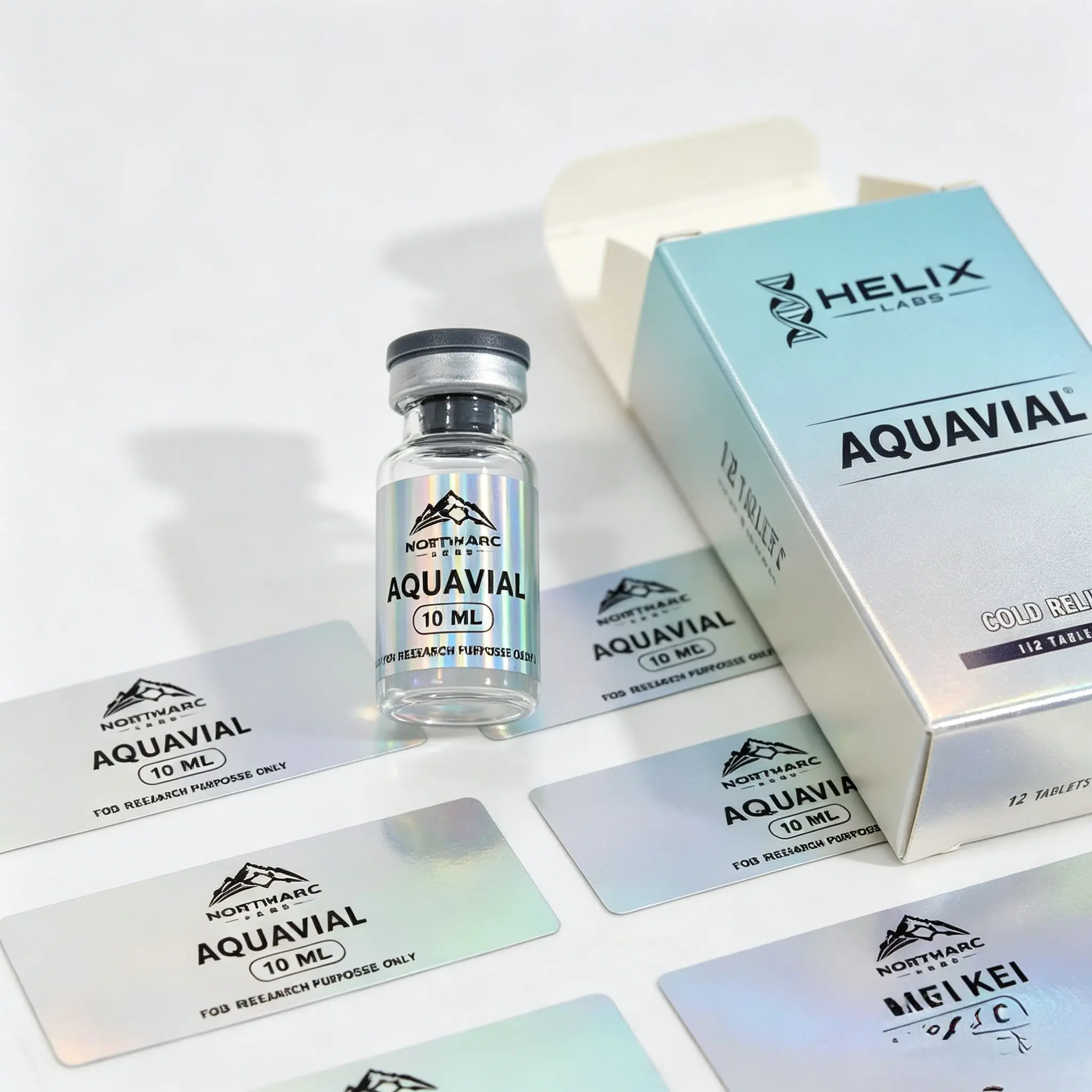 Custom Silver Foil Peptide Bottle Boxes Waterproof HD Printing Stickers Special For 3ml 10ml Body Workout Medicine Vials