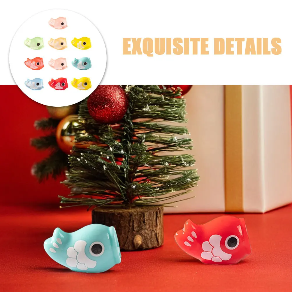 10개 미니 일본 잉어 장식 발광 미니어처 조경 조각 인형집 서재 사무실 발광 분재 요정 정원용