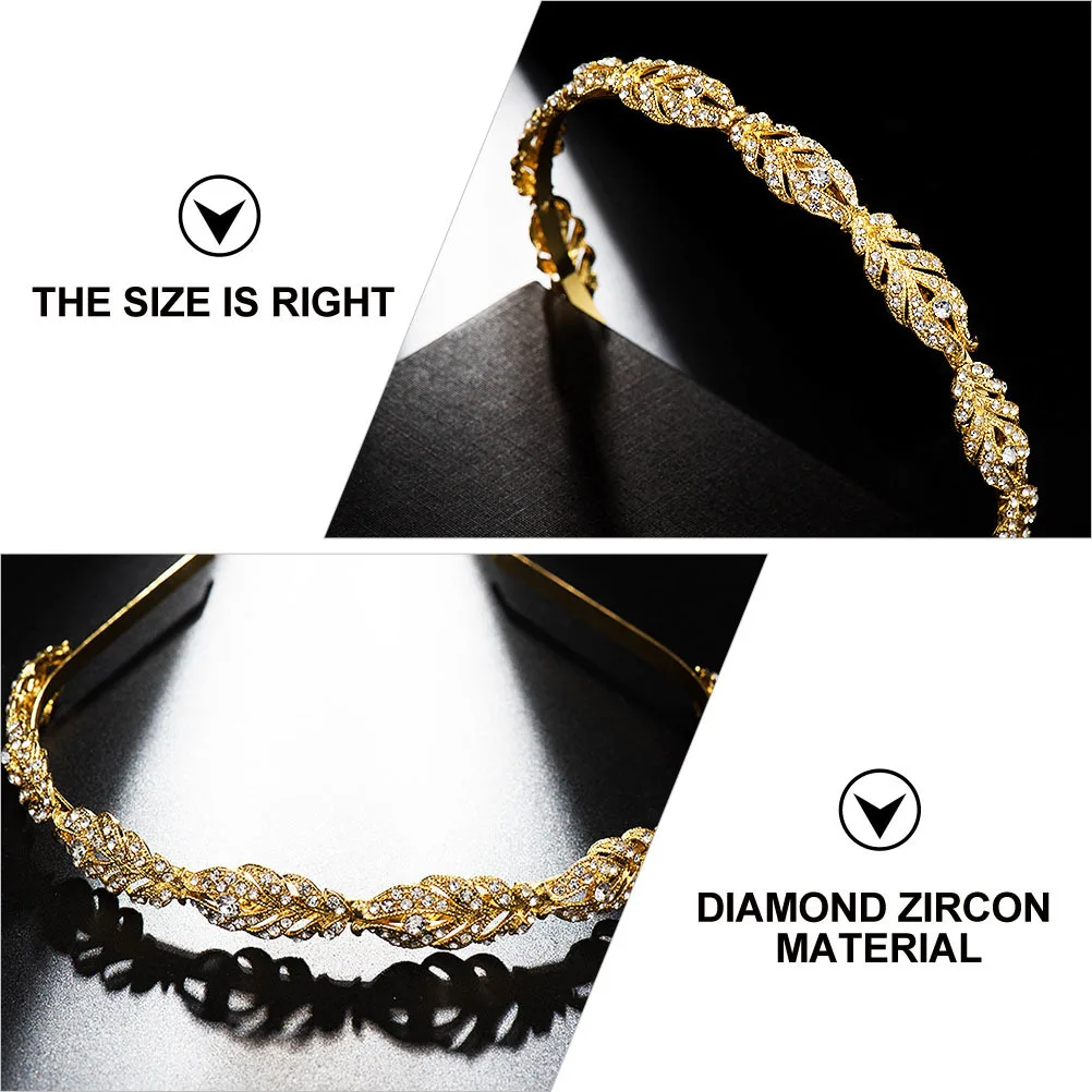 

Gold Crown Hair Hoop Elegant Rhinestone Headband Bridal Wedding Hair Accessories Party Decoration Women Headpiece