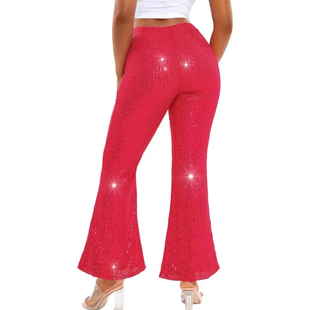 

Wide-leg Pants Loose Cut Pants Sequin Bling Party Slacks Women's High Waist Wide Leg Trousers for Glitter Night Out Clubwear