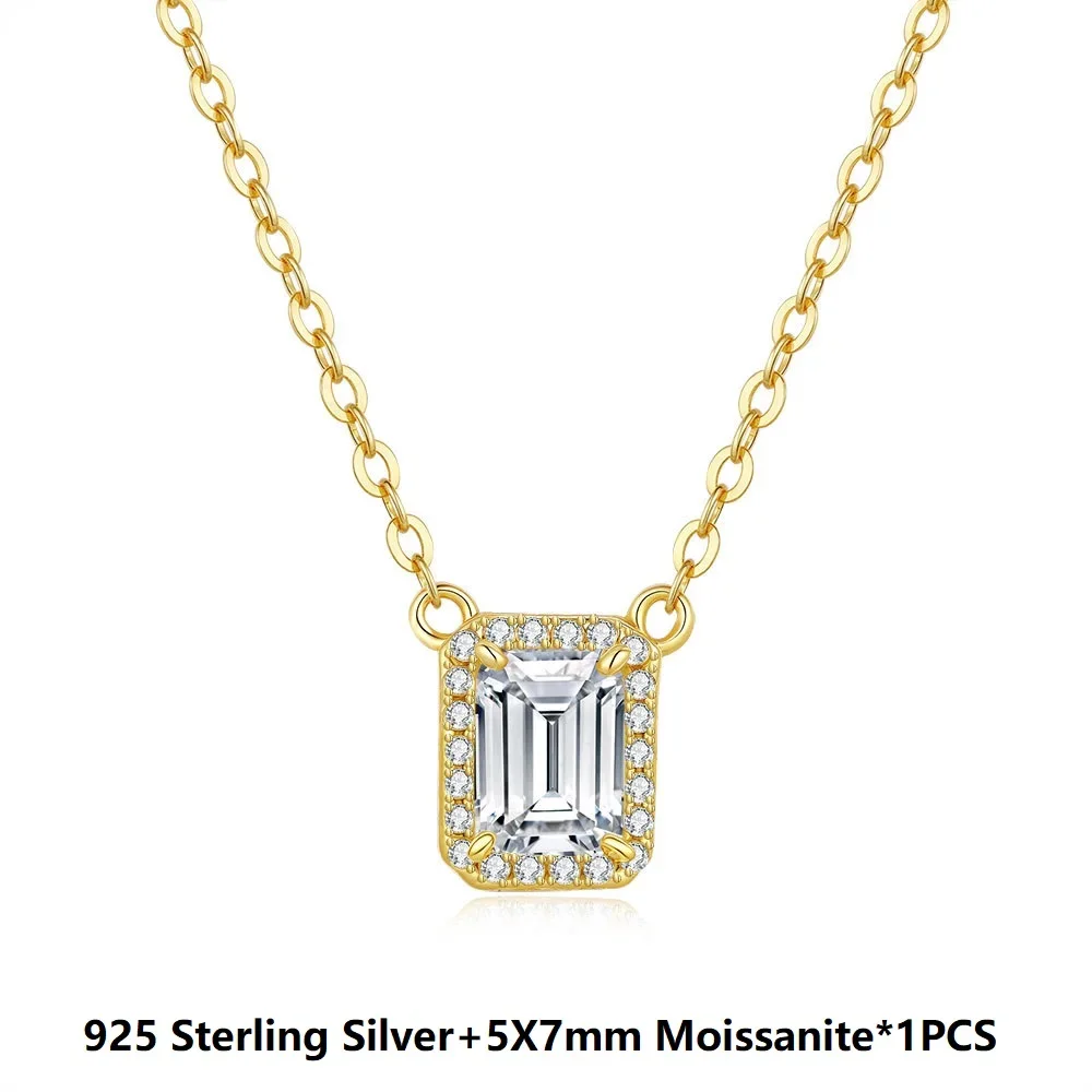 

Роскошное женское ожерелье с подвеской из муассанита D цвета 5x7 мм 1 карат - свадебный кулон в подарок и свадебные помолвки, позолоченная цепочка, ювелирные изделия