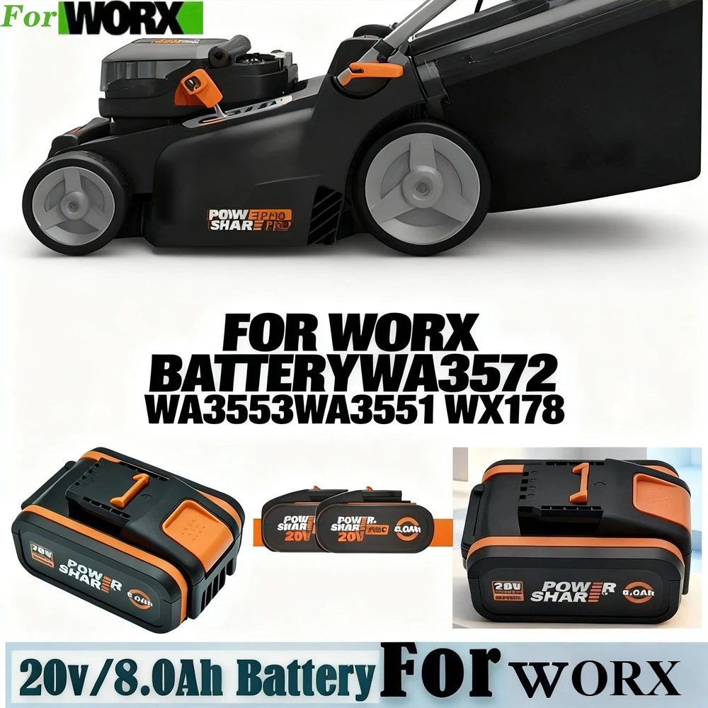 

For 20V Tool Battery 8000mAh Li-ion For Worx WA3551 WX390/WX176/WX166.4/WX372.1 WX800/WX678/WX550/WX532/WG894E WG629E