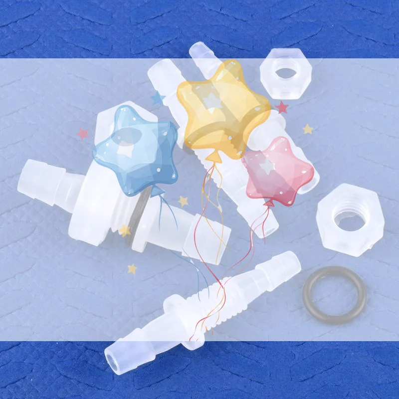 5 Sets Aquarium Tank Air Pump Adapter Go Through Plate Hose Joint M6-M16 To 3-12mm PP Pagoda Direct Connector With Nut ​O-Ring