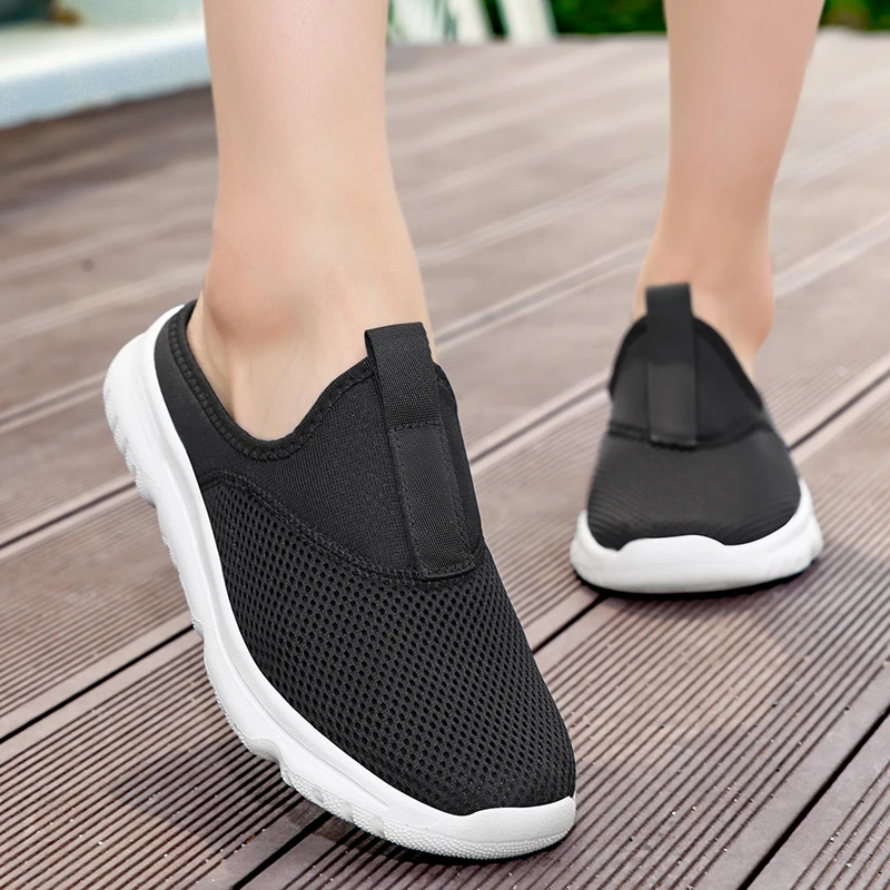 Plus Size 39- 47 Summer Men Half Slippers Lightweight Casual Shoes Outdoor Male Flat Slippers Anti-slip Mesh Slip on Loafers