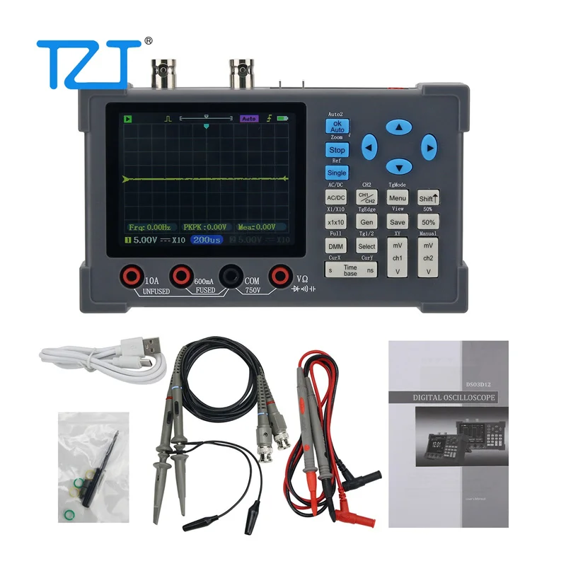 

TZT DSO3D12 3-в-1 120 МГц Мвыб/с, двухканальный осциллограф, мультиметр, генератор сигналов