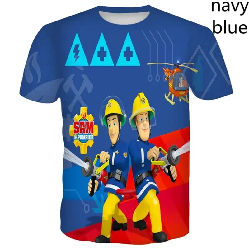 Koszulki dziecięce Anime 3D koszulka z grafiką dla strażaków Sam dla mężczyzn odzież Pop Hot Sale chłopięce T-shirt z krótkim rękawem zabawne bluzki