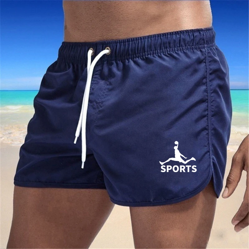 New summer men's new fashion monochrome quick dry breathable shorts casual sports fitness beach surfing pants