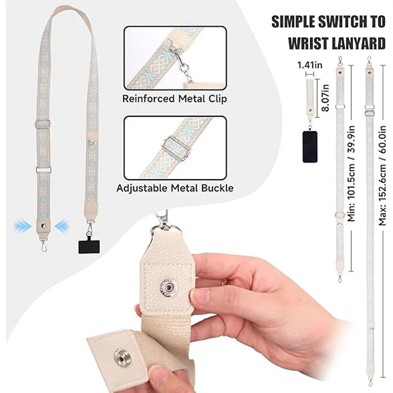 New Phone Strap With Zippered Pouch For Women, Adjustable Cellphone Lanyard Crossbody With Wallet ,Clip And Go Strap for Phone