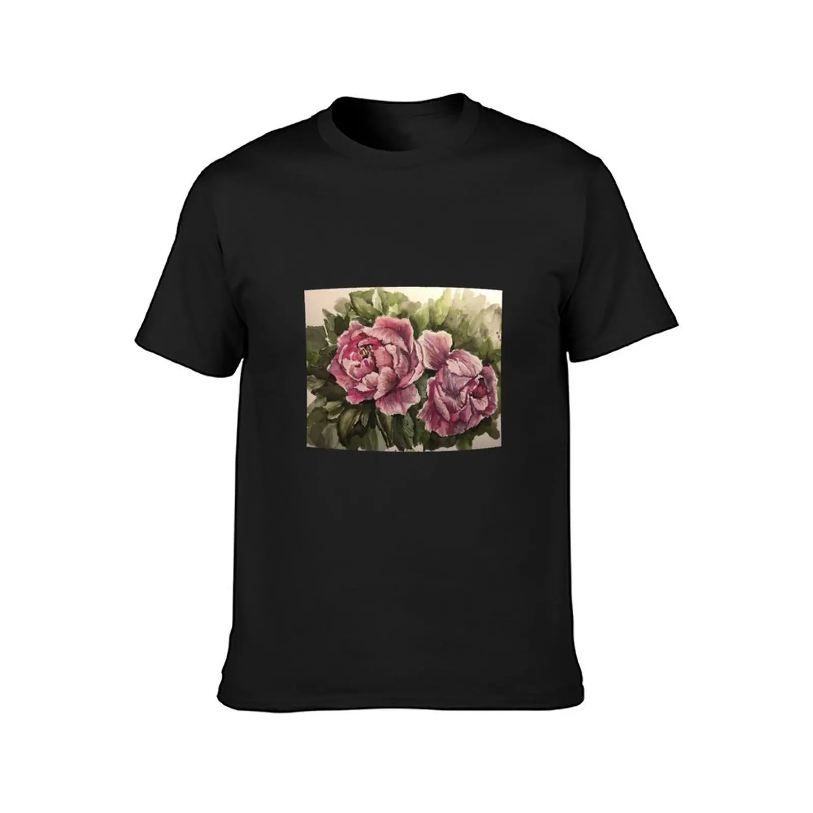 pink peonies T-Shirt blacks oversizeds anime clothes mens t shirts