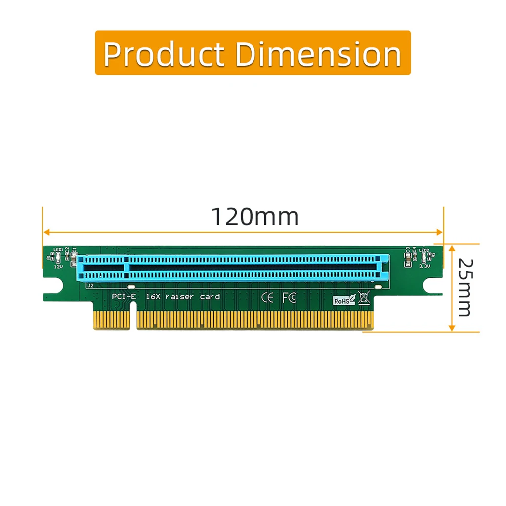 PCI Express X16 Riser-Adapterkarte 90 Grad rechtwinklig / 180 Grad flache Einsteckung PCI-e 16X Extender für 1U 2U PC-Server – Detail 10