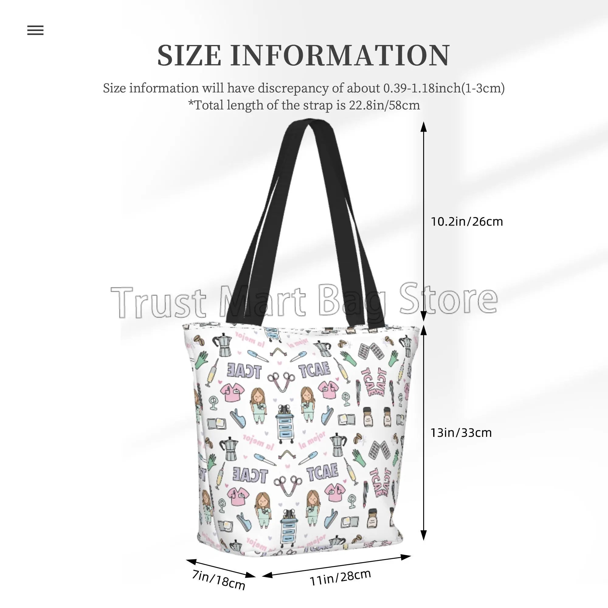 Cartoon Ladies Doctor Nurse Reusable Grocery Bag Waterproof Shopping Handbags Women Travel Shoulder Bag Durable Tote Bags