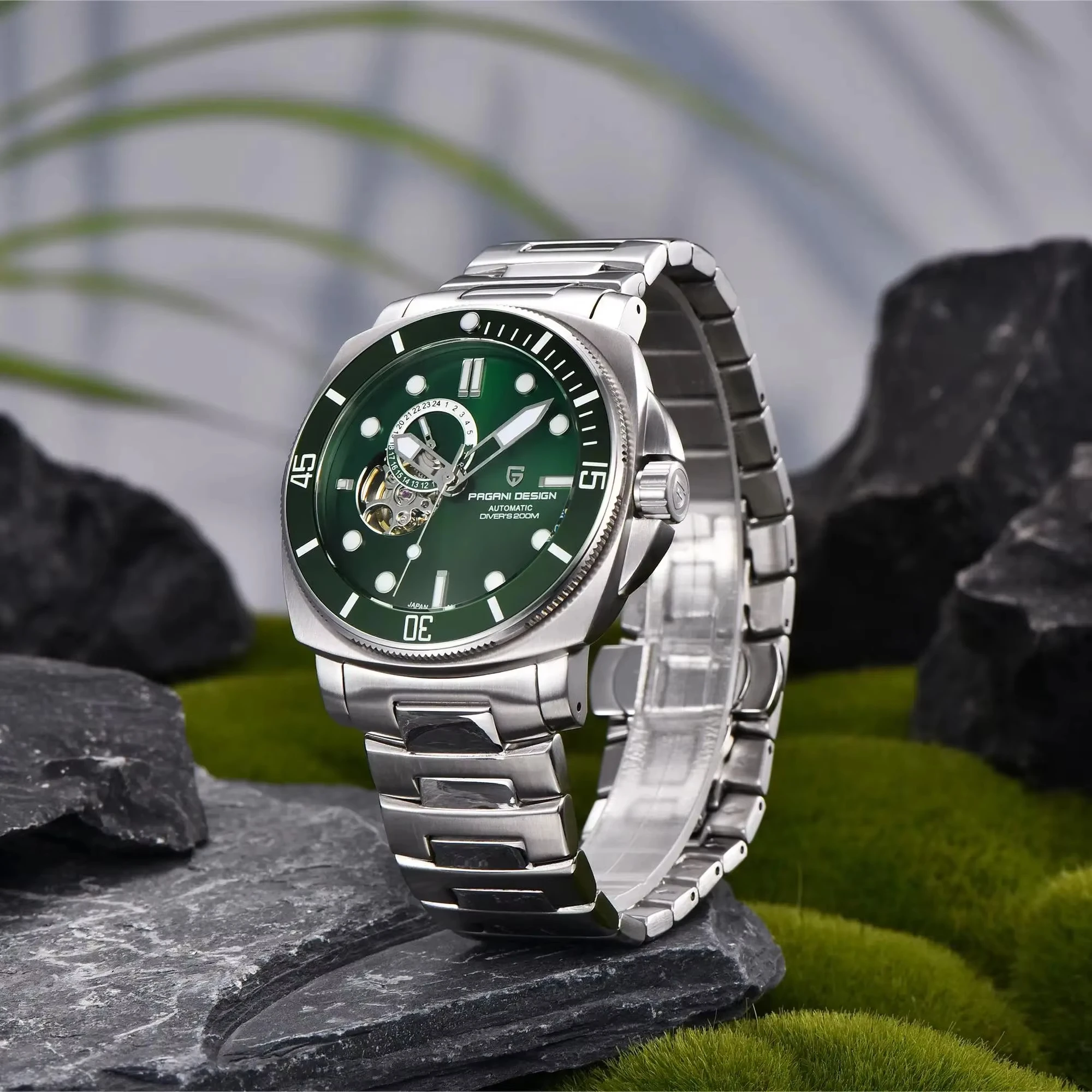 PAGANI DESIGN Men's Automatic Watch 200M Mechanical Wristwatch 43MM Japan NH39 Movement Sapphire Glass Diver Sport Watch PD1736