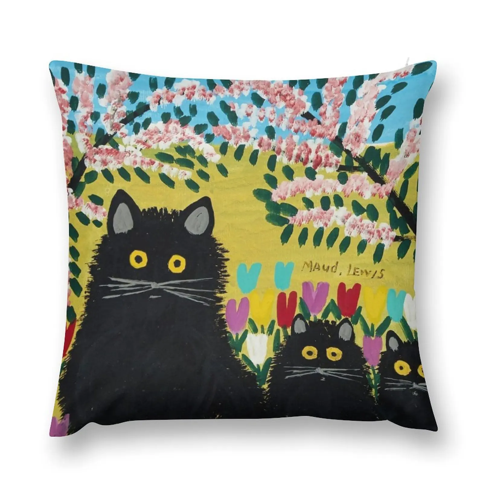 Three Black Cats - Maud Lewis Throw Pillow Pillow Case Christmas Decorative Cushion Cover pillow