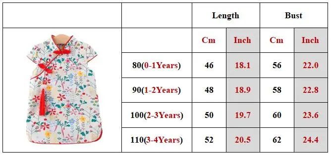 Chinese Style Girl Dress Kid Cheongsam Flower Print Elegant Princess Dress Tassel Toddler Tang Clothes Baby Girl Clothes A1166