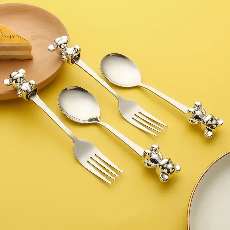 

Milk Coffee Stirring Spoon Fashion Portable Stainless Steel Bear Handle Kitchen Accessories Students Tableware Reusable