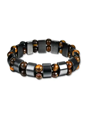 Hot selling men's tiger eye stone bracelet men's bracelet fashion bead black stone elastic bracelet