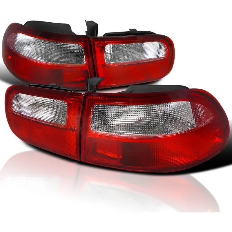 

Spec-D Tuning Red Clear Lens Tail Lights 3-Door Hatchback, Left + Right Pair Assembly