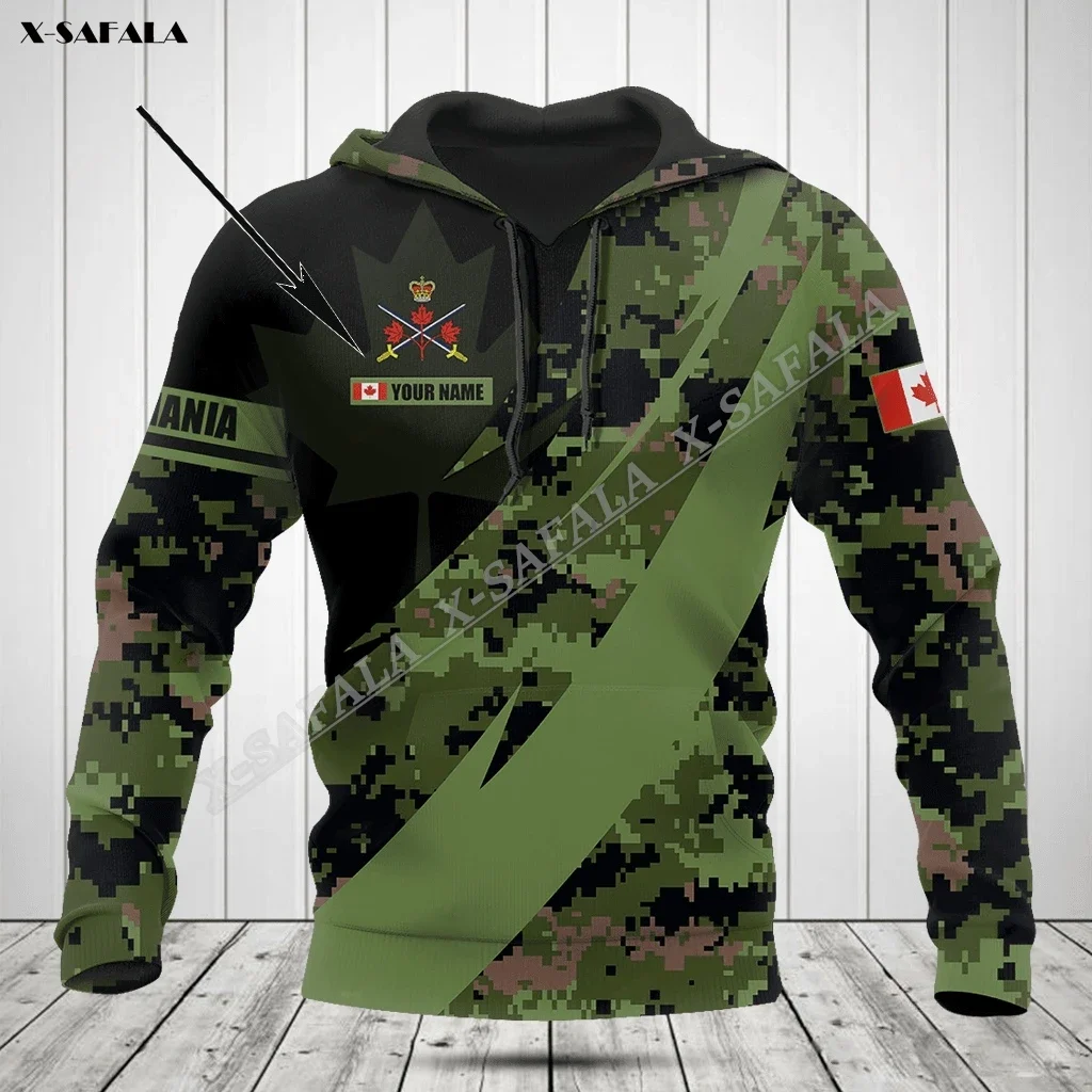 Canadian Camo Flag Army Veteran Fire 3D Print Spring Autumn Hoodie Men's Outwear Shirt Pullover Hooded Sweatshirt Jersey Casual