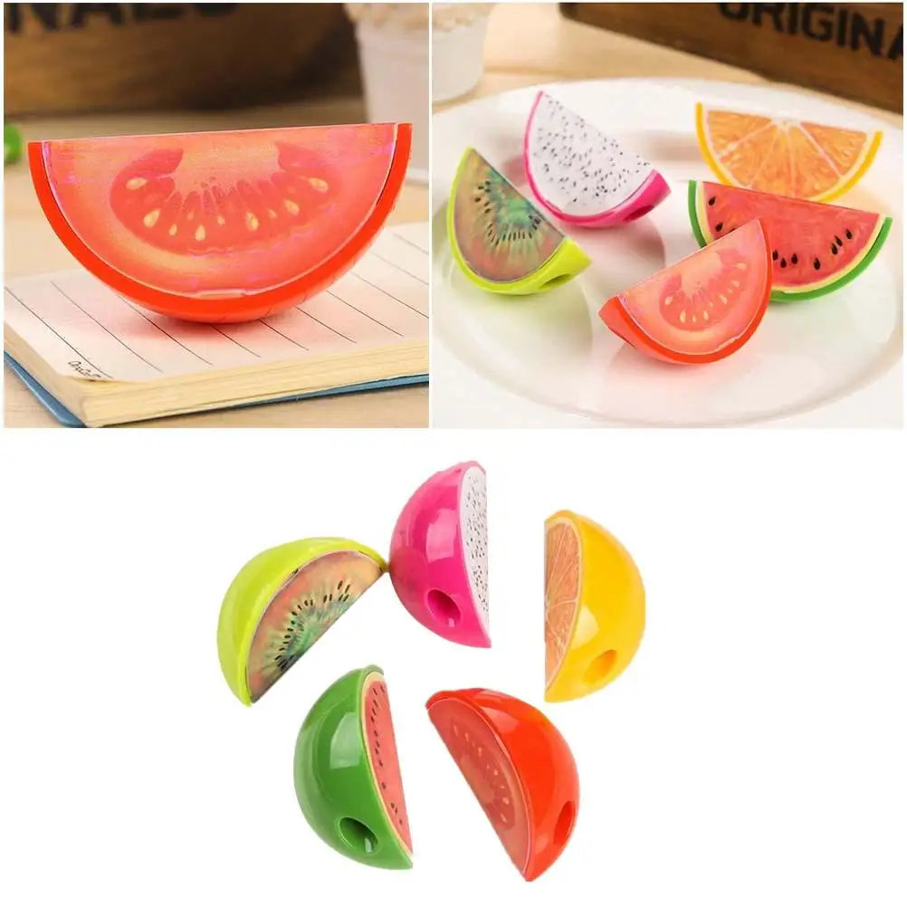 5pcs Plastic Fruit Design Sharpener Pencil Sharpener Students Stationery Supplies for Kids Children (Random Type)