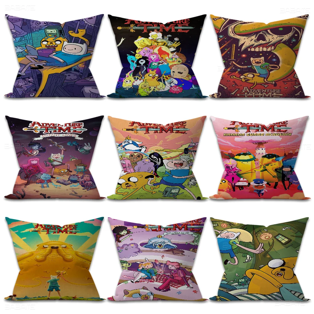 Cartoon Adventure Time Pillow Covers Cartoon Sofa Decorative Home Double-sided Printing Short Plush Cute Cushion Cover