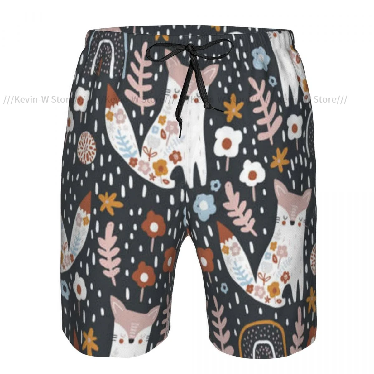 Mens Quick-drying Beachwear Cute Floral Foxes Swimsuit Men 2024 Bathing Suit Summer Men's Swimwear