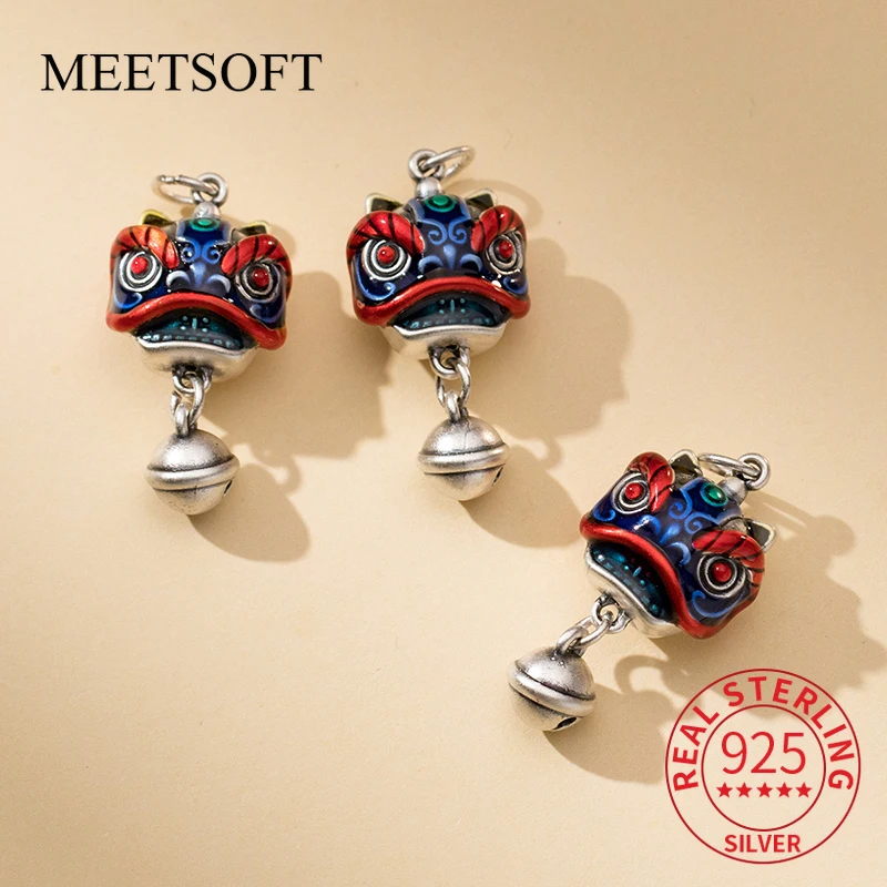 MEETSOFT 999 Silver Drip Glue Makes Old Bells Lion Dance Charms Pendant DIY Handmade Rope Material Accessories