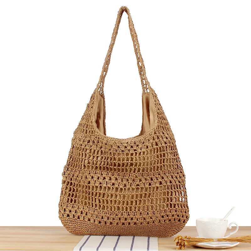 2024 Spring/Summer New Tote Grass Handbag Single Shoulder Bag Hollow Women\'s Shopping Bag Straw Woven Bag