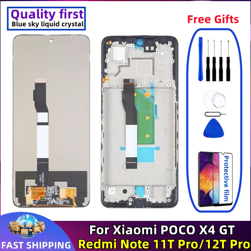 

LCD with Frame Mobile Phone Display Touch Screen Digitizer Assembly Replacement for Xiaomi Redmi Note 11T Pro 12T Pro POCO X4 GT