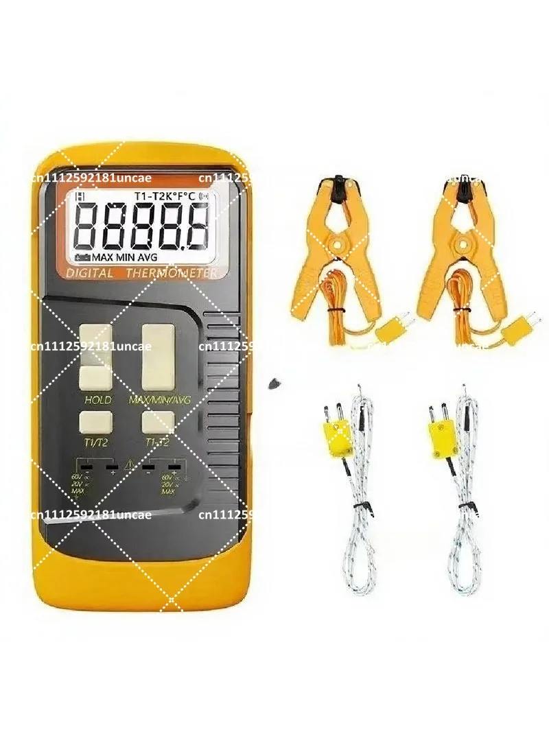 Digital K Type Thermometer(-50-1300°C) Dual Channel, 2 Thermometer Pipe Clamp and 2 Sensor Probes