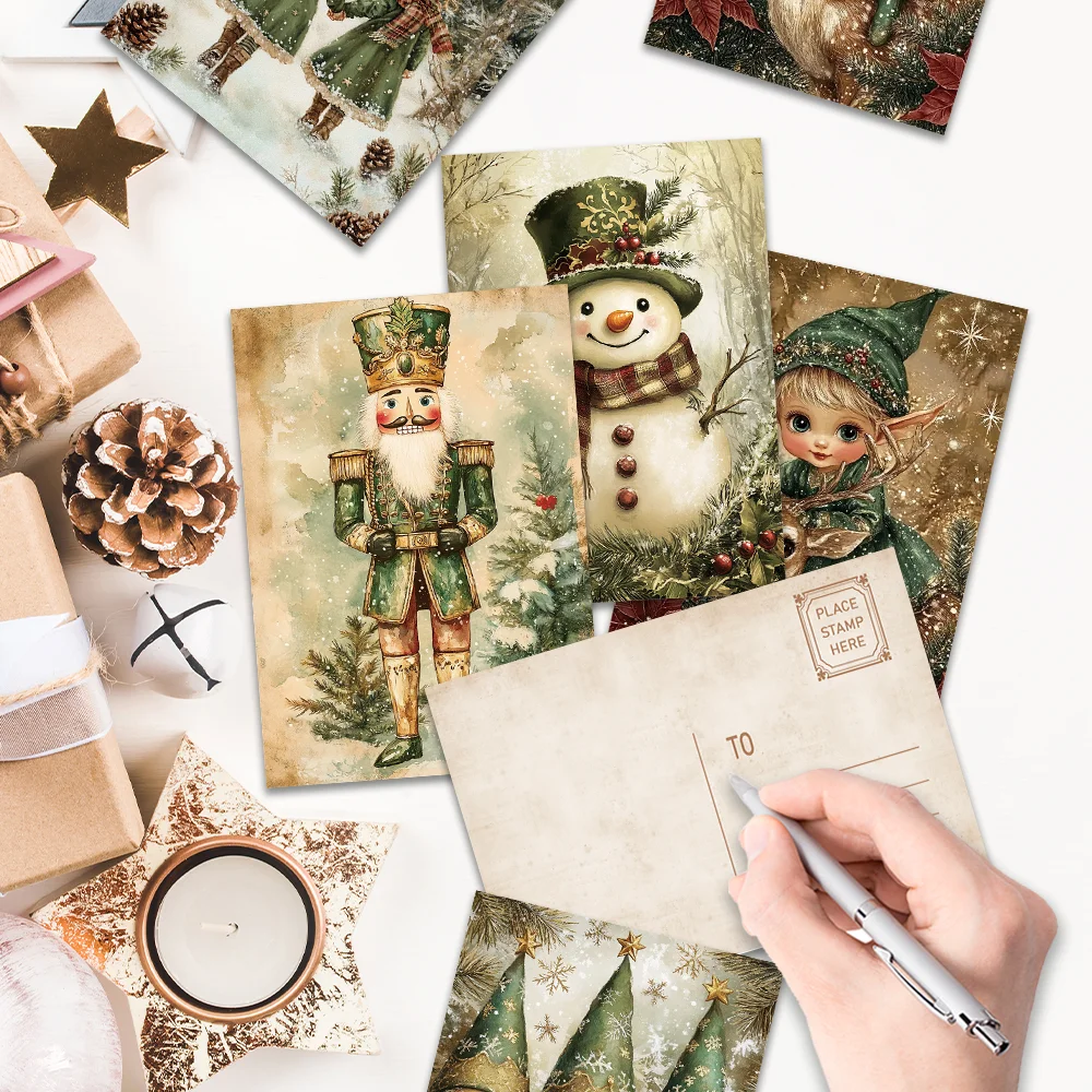 32 Stück Vintage-Weihnachtspostkarten, Weihnachtsmann, Zwerg, Halloween, Geschenk zum Lehrertag, Schulanfang, Schlafzimmerdekoration, hochwertig – Detail 3