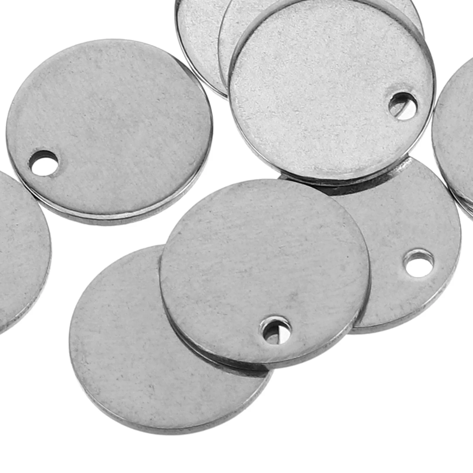 20 pezzi etichette vuote rotonde in acciaio inossidabile superficie liscia incisione spazi vuoti dischi metallici per portachiavi targhetta per cani sublimazione targhetta