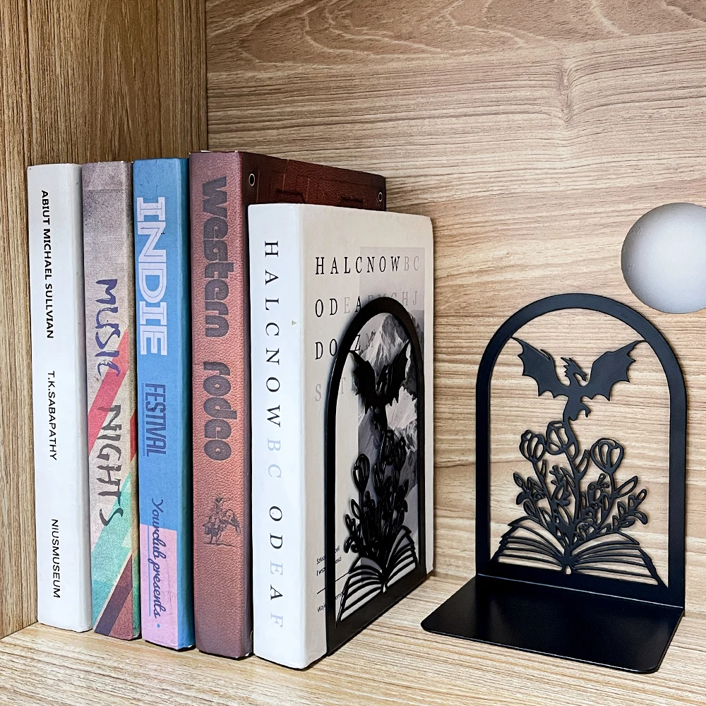 Fantasy Pterosaur Bookends Cool Learning Stationery Dragon Lovers Home Decor Fantasy Bookend Black Heavy Duty Book End