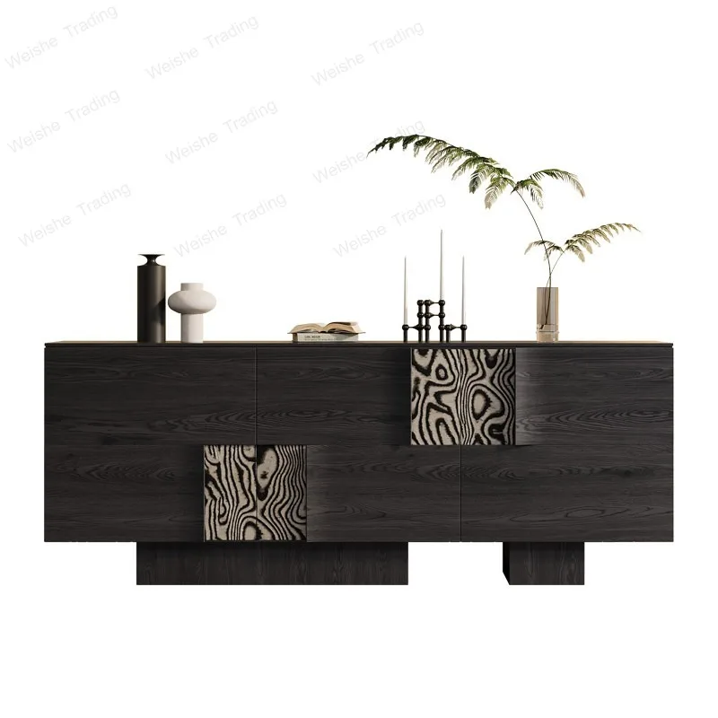 

Light luxury dining side villa high-end decoration minimalist tree tumor wood grain storage storage cabinet