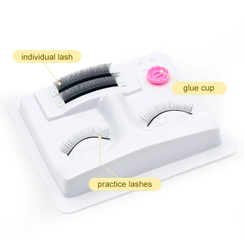 NATUHANA 3In1 Eyelash Extension Practice Tray Flat Head Eyelashes Palette Glue Gasket Lashes Holder Training Display Makeup