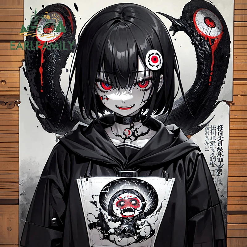 EARLFAMILY 13cm x 10.5cm Curse Devil Girl Car Sticker Japan Geisha Original Art Decal JDM Graffiti Stickers FUTURE SCI-FI DESIGN