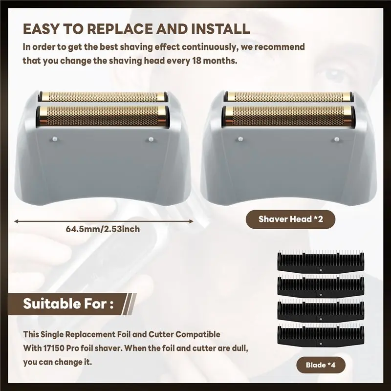 2 Pack Pro Shaver Replacement Foil And Cutters For Andis 17150(TS-1) Shaver Profoil Lithium Replacement-[Mriae Parts]