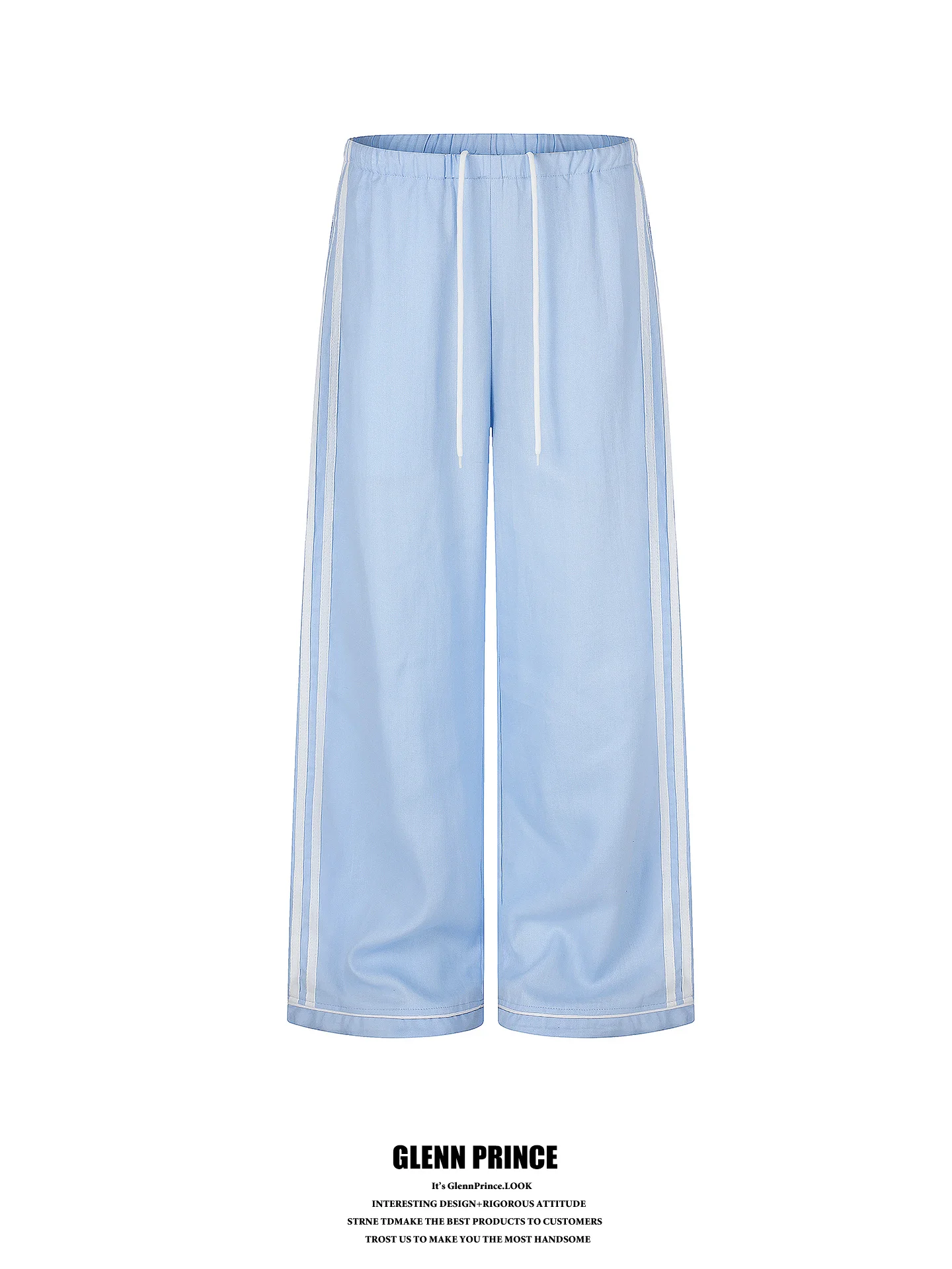 GPstudio American Style Casual Pants Men's New Fashion Sports Cool Sensation Side Stripe Drawstring Lyocell Straight Leg Pants