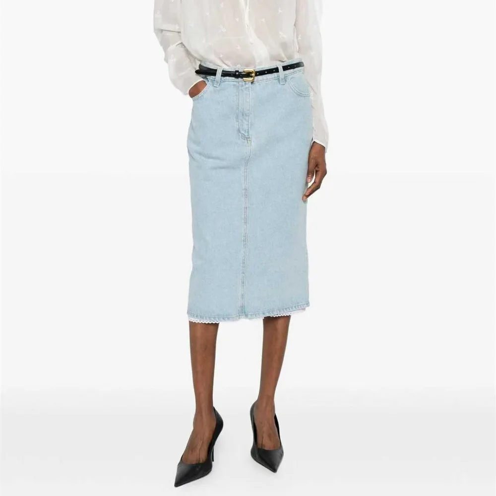 

2026 Summer Women's Denim Skirt Pure Cotton Splicing Lace High Waist Women's Half Skirt y2k New Fashion Versatile Short Skirt