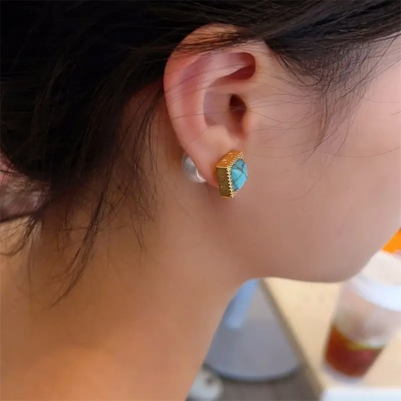 1pcs Creative Earring with Front and Rear Dual Use Inlaid Synthetic Pearl Earrings for Women's Daily Wear Jewelry Gifts