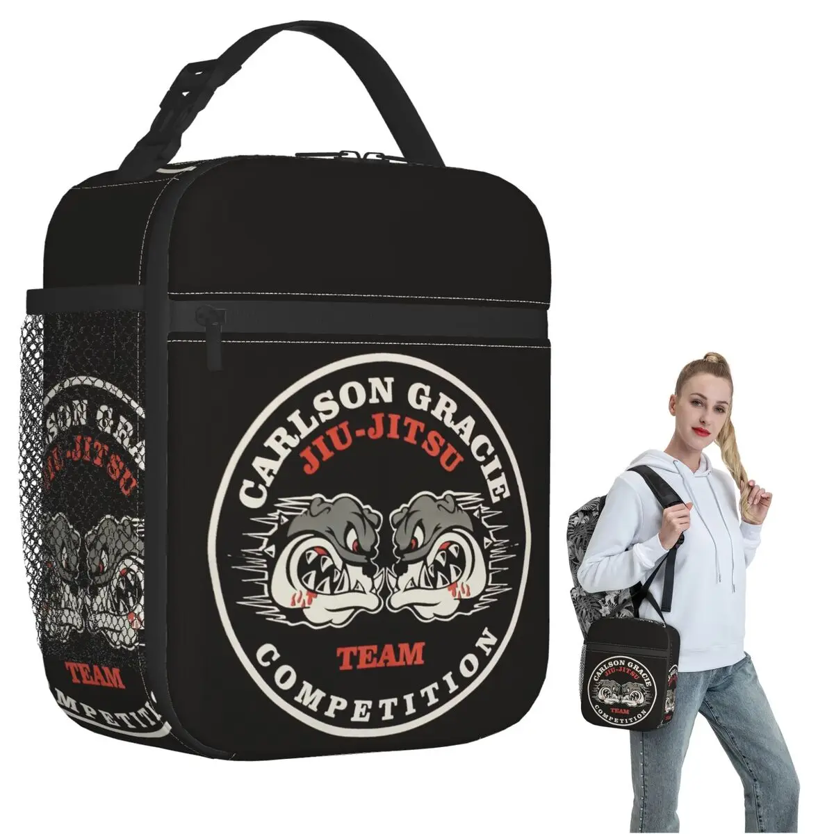 Carlson Gracie Jiu Jitsu Team Insulated Lunch Bag for Women Children Leakproof Food Boxes Thermal Lunch Box Tote