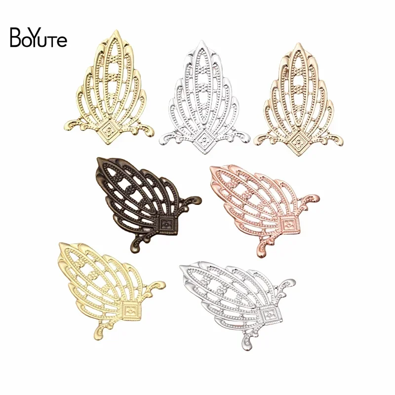 

BoYuTe (50 Pieces/Lot) 22*35MM Filigree European Flower Jewelry Materials Metal Brass DIY Accessories