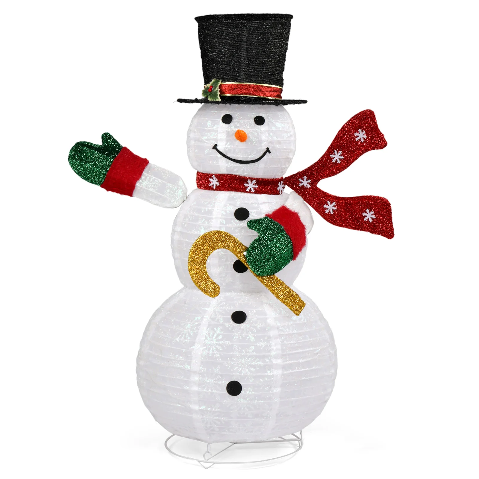 

4ft Lighted Pop-Up Snowman, Large Christmas Holiday Decoration w/ 100 LED Lights,Top Hat, Scarf for Outdoor Lawn Yard Xmas Decor