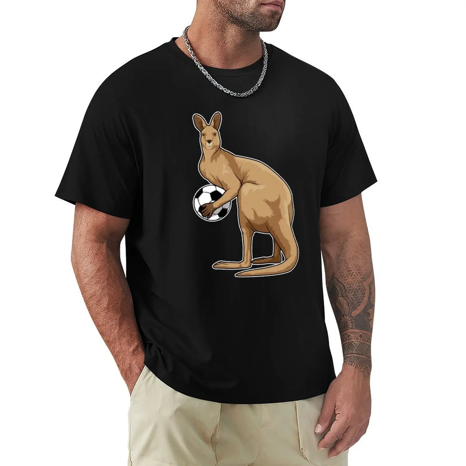 Kangaroo at Soccer Sports T-Shirt summer tops tops sublime heavy weight t shirts for men