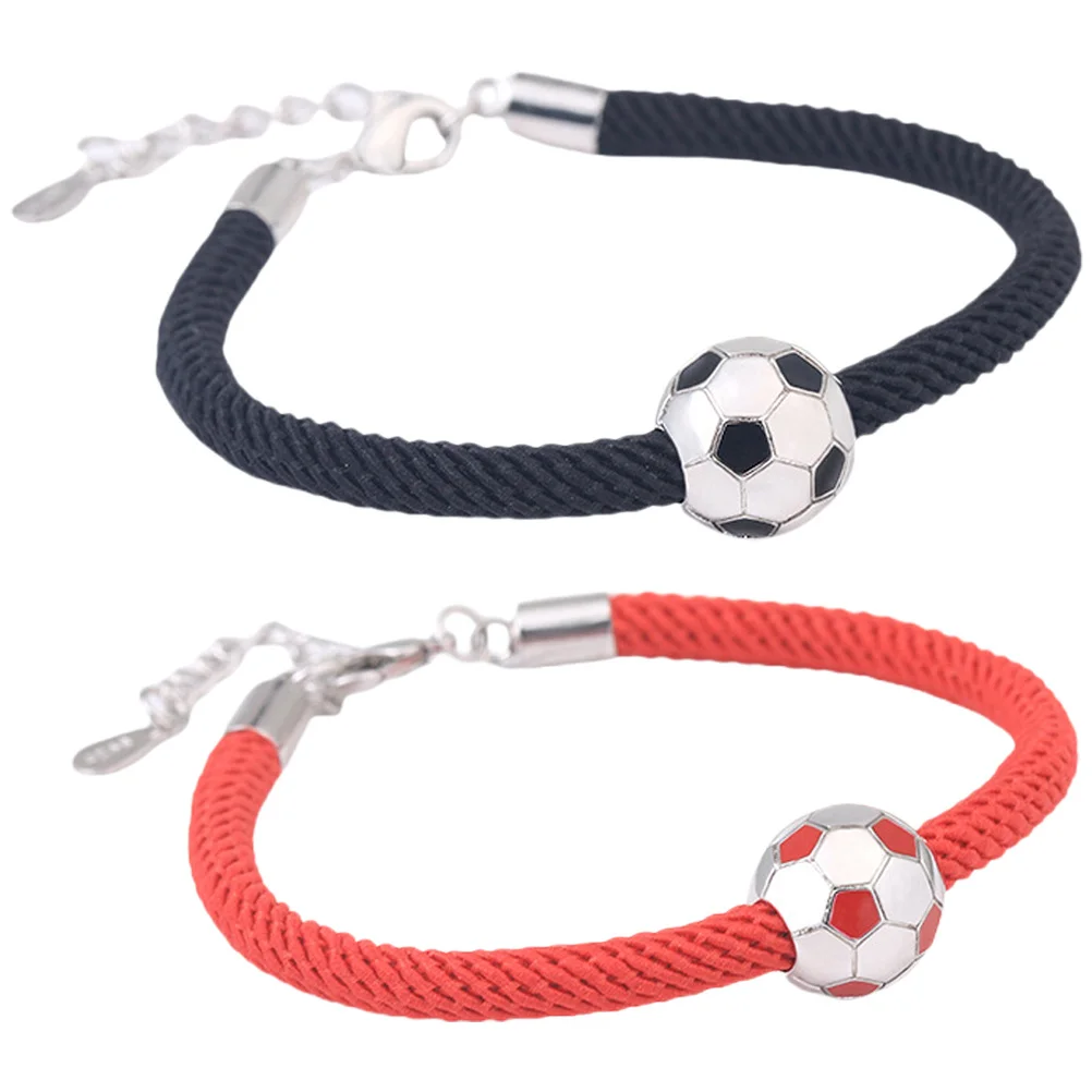 2 قطعة أساور كرة القدم زوجين مقاومة للاهتراء قابل للتعديل أساور المعصم كرة القدم الرياضة المشجعين الهدايا التذكارية سوار كرة القدم