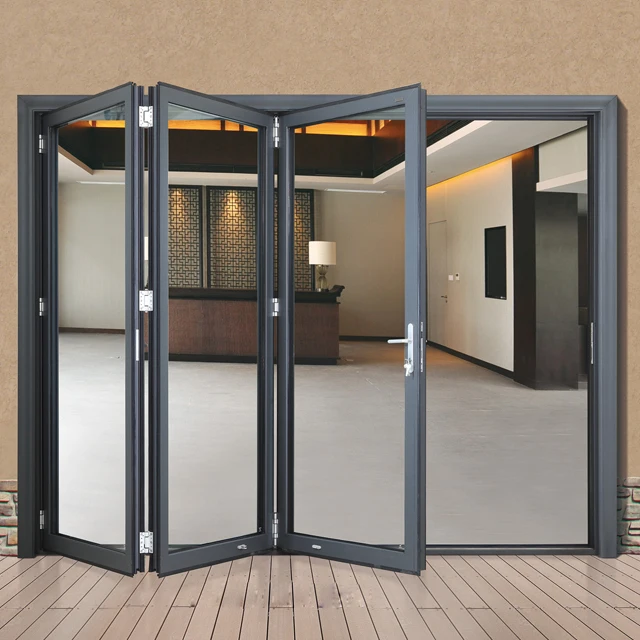 Puertas plegables de aleación de aluminio, puertas de doble acristalamiento con balcón y Patio