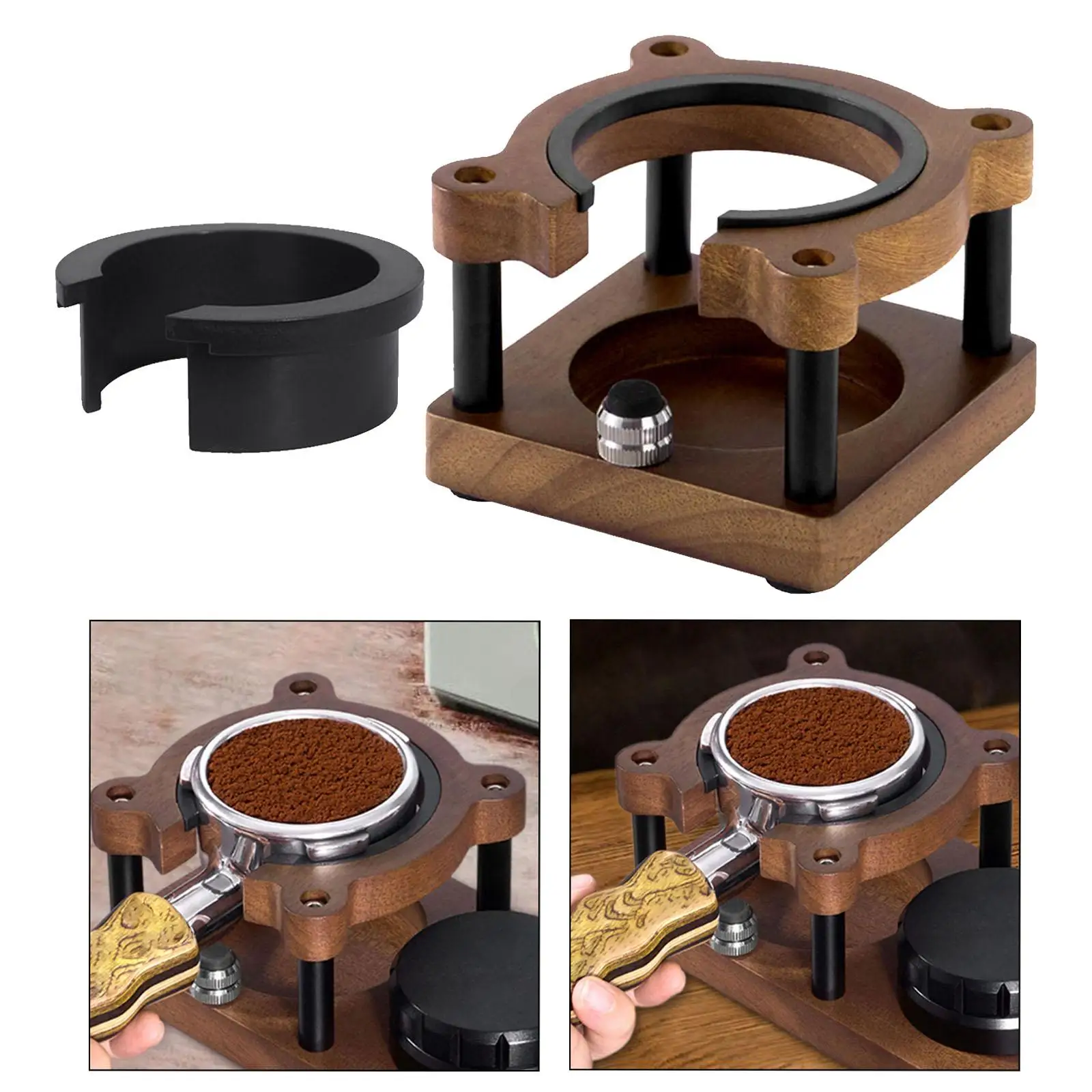 Wooden Espresso Tamper Station 51/53/58 mm Manual Wooden Coffee Tamper Station Base for Coffee Maker Bar Countertop Kitchen Cafe