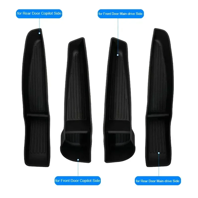 XMSJ4PCS TPE Side Door Box Trays For Tesla New Model Y 2025 2026 Juniper Launch Front Rear Door Storage Organizer Travel Accesso